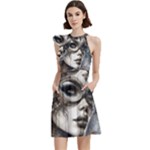 Woman in Space Cocktail Party Halter Sleeveless Dress With Pockets