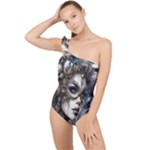 Woman in Space Frilly One Shoulder Swimsuit
