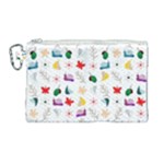Snails Butterflies Pattern Seamless Canvas Cosmetic Bag (Large)