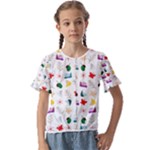 Snails Butterflies Pattern Seamless Kids  Cuff Sleeve Scrunch Bottom T-Shirt