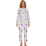 Snails Butterflies Pattern Seamless Womens  Long Sleeve Lightweight Pajamas Set