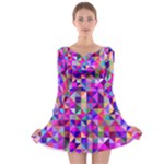Floor Colorful Triangle Long Sleeve Skater Dress