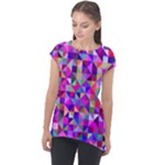 Floor Colorful Triangle Cap Sleeve High Low Top