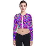 Floor Colorful Triangle Long Sleeve Zip Up Bomber Jacket