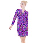Floor Colorful Triangle Button Long Sleeve Dress