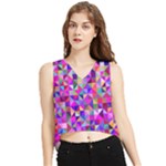 Floor Colorful Triangle V-Neck Cropped Tank Top