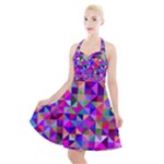 Floor Colorful Triangle Halter Party Swing Dress 