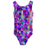Floor Colorful Triangle Kids  Cut-Out Back One Piece Swimsuit