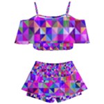 Floor Colorful Triangle Kids  Off Shoulder Skirt Bikini