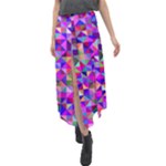 Floor Colorful Triangle Velour Split Maxi Skirt