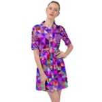 Floor Colorful Triangle Belted Shirt Dress