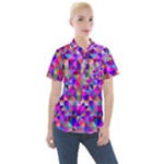 Floor Colorful Triangle Women s Short Sleeve Pocket Shirt