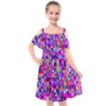 Floor Colorful Triangle Kids  Cut Out Shoulders Chiffon Dress