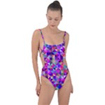 Floor Colorful Triangle Tie Strap One Piece Swimsuit