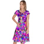 Floor Colorful Triangle Classic Short Sleeve Dress