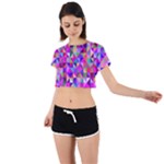 Floor Colorful Triangle Tie Back Short Sleeve Crop T-Shirt