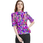 Floor Colorful Triangle Frill Neck Blouse