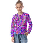 Floor Colorful Triangle Kids  Long Sleeve T-Shirt with Frill 