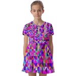 Floor Colorful Triangle Kids  Short Sleeve Pinafore Style Dress