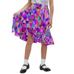 Floor Colorful Triangle Kids  Ruffle Flared Wrap Midi Skirt