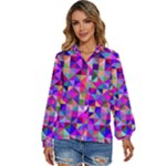 Floor Colorful Triangle Women s Long Sleeve Button Up Shirt