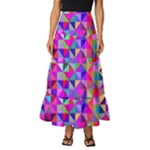 Floor Colorful Triangle Tiered Ruffle Maxi Skirt
