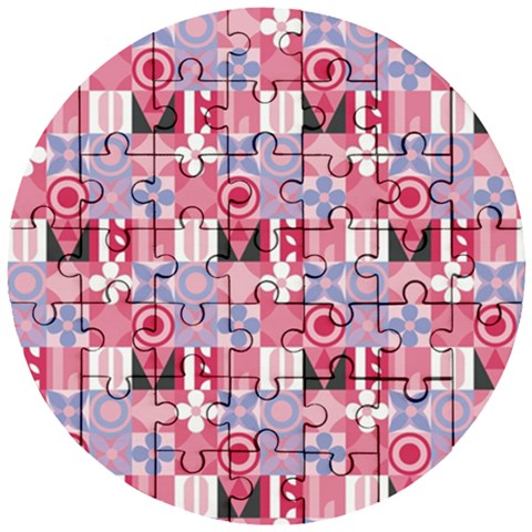 Scandinavian Abstract Pattern Wooden Puzzle Round from UrbanLoad.com