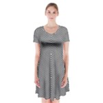 Abstract Diagonal Stripe Pattern Seamless Short Sleeve V-neck Flare Dress