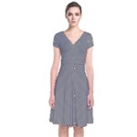 Abstract Diagonal Stripe Pattern Seamless Short Sleeve Front Wrap Dress