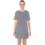 Abstract Diagonal Stripe Pattern Seamless Sixties Short Sleeve Mini Dress