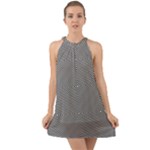 Abstract Diagonal Stripe Pattern Seamless Halter Tie Back Chiffon Dress