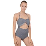 Abstract Diagonal Stripe Pattern Seamless Scallop Top Cut Out Swimsuit