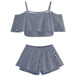 Abstract Diagonal Stripe Pattern Seamless Kids  Off Shoulder Skirt Bikini