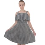 Abstract Diagonal Stripe Pattern Seamless Cut Out Shoulders Chiffon Dress