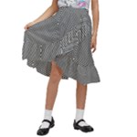 Abstract Diagonal Stripe Pattern Seamless Kids  Ruffle Flared Wrap Midi Skirt
