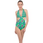 Beauitiful Geometry Halter Front Plunge Swimsuit