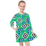Beauitiful Geometry Kids  Quarter Sleeve Shirt Dress