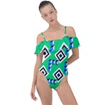 Beauitiful Geometry Frill Detail One Piece Swimsuit
