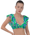 Beauitiful Geometry Plunge Frill Sleeve Bikini Top