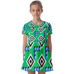 Beauitiful Geometry Kids  Short Sleeve Pinafore Style Dress