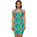 Beauitiful Geometry Sleeveless Wide Square Neckline Ruched Bodycon Dress
