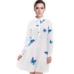 Butterfly-blue-phengaris Long Sleeve Chiffon Shirt Dress