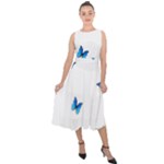 Butterfly-blue-phengaris Midi Tie-Back Chiffon Dress