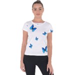 Butterfly-blue-phengaris Short Sleeve Sports Top 