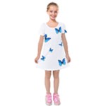 Butterfly-blue-phengaris Kids  Short Sleeve Velvet Dress