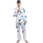 Butterfly-blue-phengaris Men s Long Sleeve Satin Pajamas Set