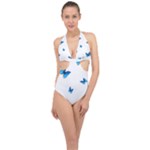 Butterfly-blue-phengaris Halter Front Plunge Swimsuit