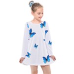 Butterfly-blue-phengaris Kids  Long Sleeve Dress