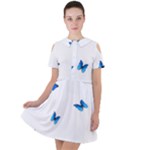 Butterfly-blue-phengaris Short Sleeve Shoulder Cut Out Dress 
