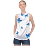 Butterfly-blue-phengaris High Neck Satin Top